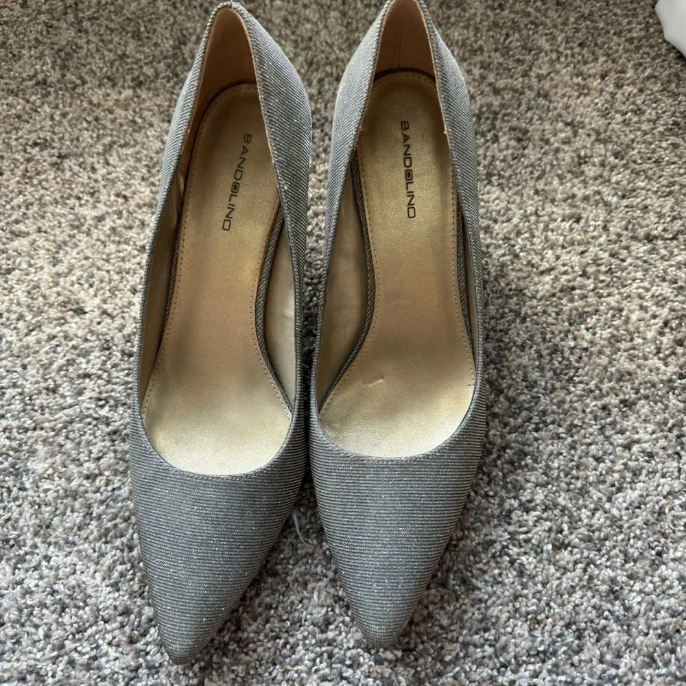 Bandolino Fairbury Silver Metallic Pointed Toe Pumps Heels Womens 10M